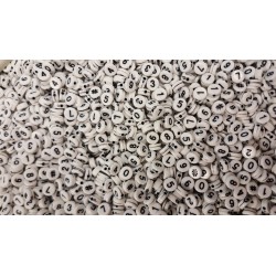Lot de perles chiffres en acrylique blanc avec écriture noire - 50/100/200 pièces de 7mm - Trou 1mm - Idéal